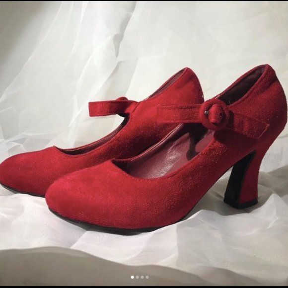 Red 60"s Style heels Cosplay Halloween Retro - Picture 1 of 6